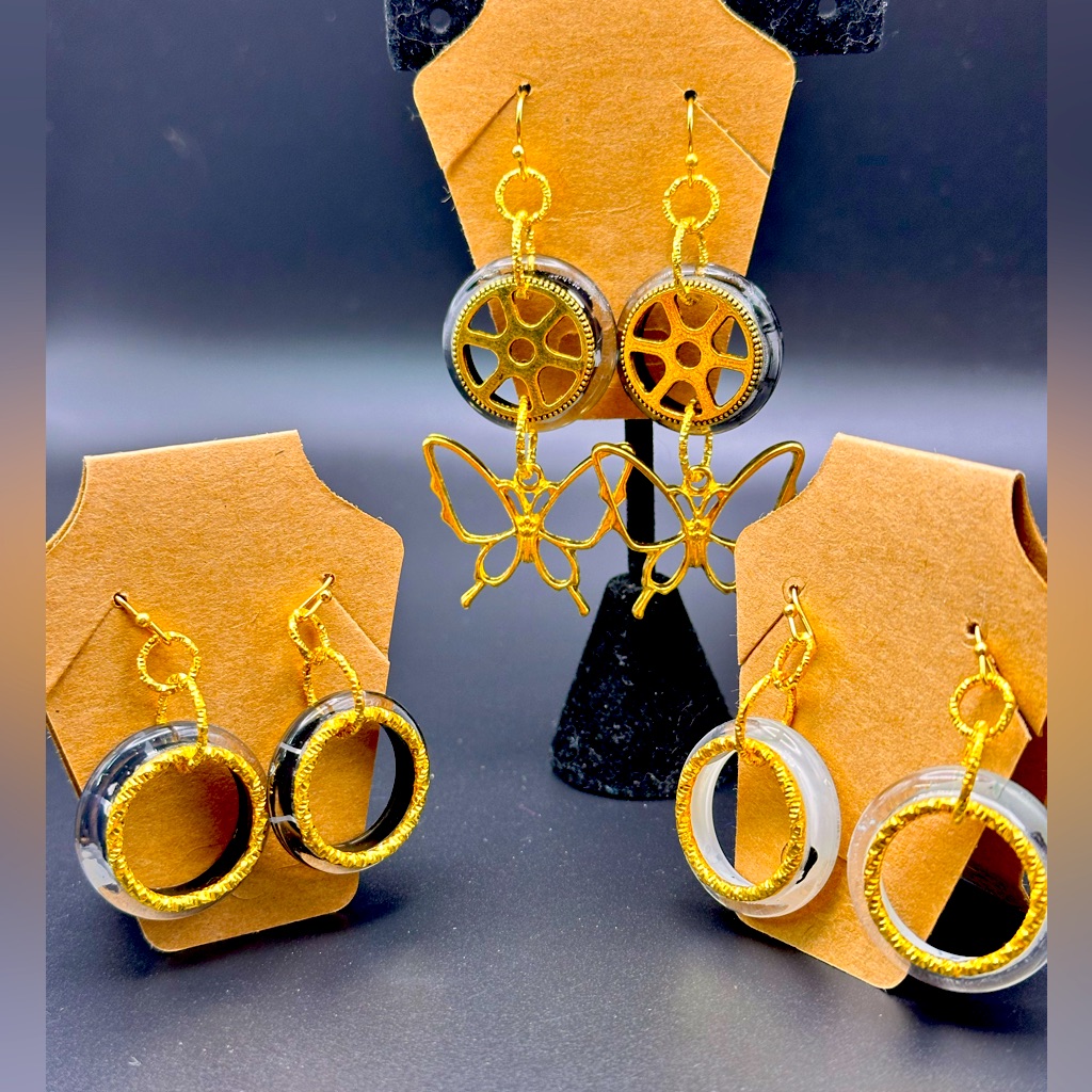 18k Gold Plated Hypoallergenic Earrings 3Pairs 35$